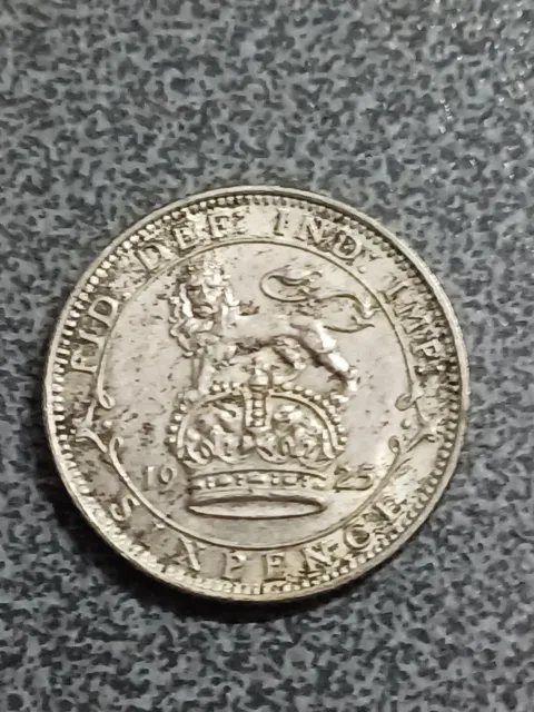 1925 Sixpence - George V British Silver Coin. 500 Silver.Good Grade