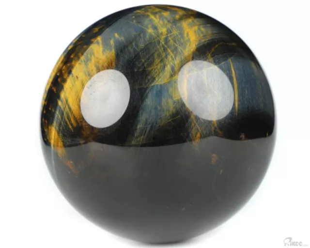 Gemstone 4.4" Blue & Gold Tiger's Eye Hand Carved Crystal Ball/Sphere, Healing