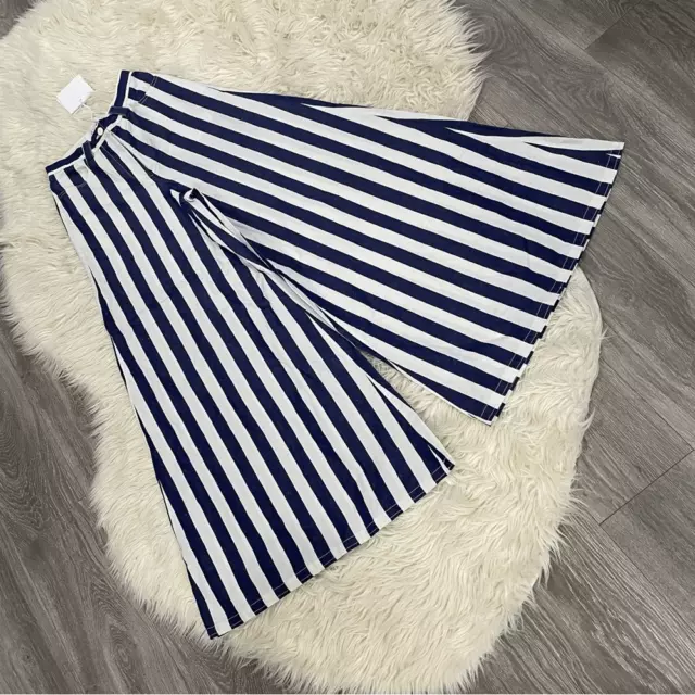 NWT SUNNEI maxi palazzo striped jeans in white blue - s 3