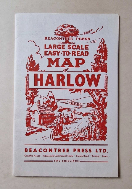 BEACONTREE PRESS LARGE Scale Street Plan Map of Harlow (c.1970) £4.95 ...