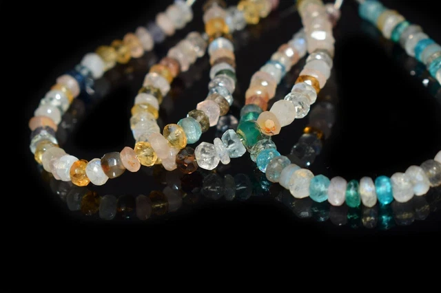 AAA 4-5MM Natural Multi Mix Faceted Rondelle Gemstone 4 "Perles pour la...