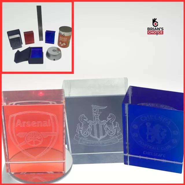 Glass Football Club Paperweight Crystal Gem Arsenal Chelsea Newcastle Charlton
