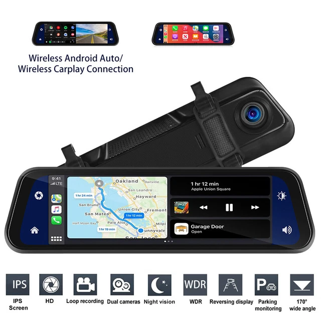 9.66" 1080P Dual Lens Car SUV DVR Dash Cam Video Camera Recorder Rearview Mirror