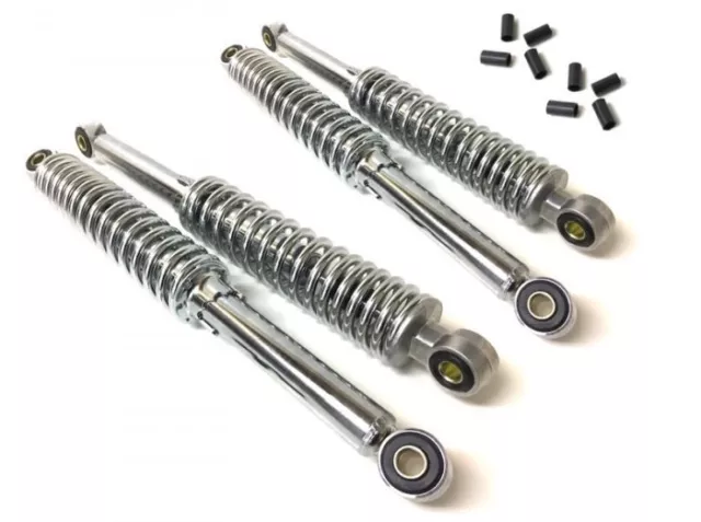 4x 300mm Stoßdämpfer Chrom 30cm Tieferlegung Set für Simson Duo Schwalbe Star