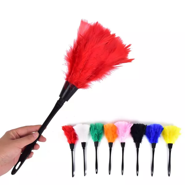 Home Office Keyboard Clean Anti Static Turkey Feather Duster Cleaner  Brush*_*