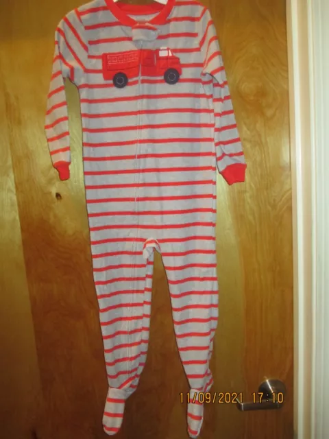 Boys Just One You By Carters 4T Footed Pajamas Fire Truck Themed Fleece
