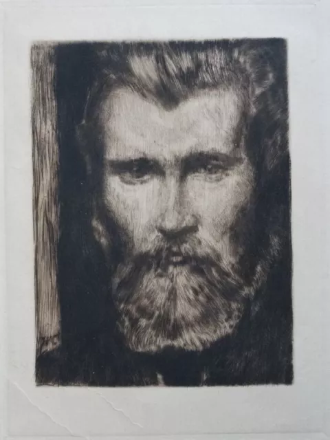 Porträt bärtiger Mannes Selbstportrait - Joh. Cissarz - signierte Radierung 1920