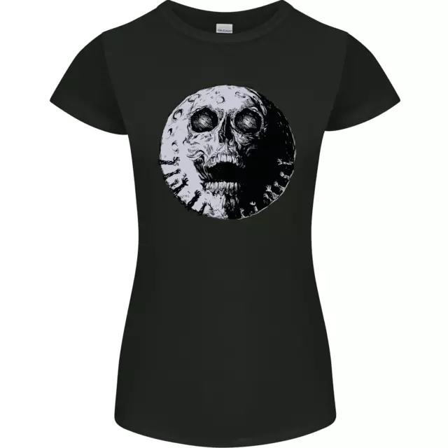 Skull Moon Gothic Halloween Zombie Biker Womens Petite Cut T-Shirt