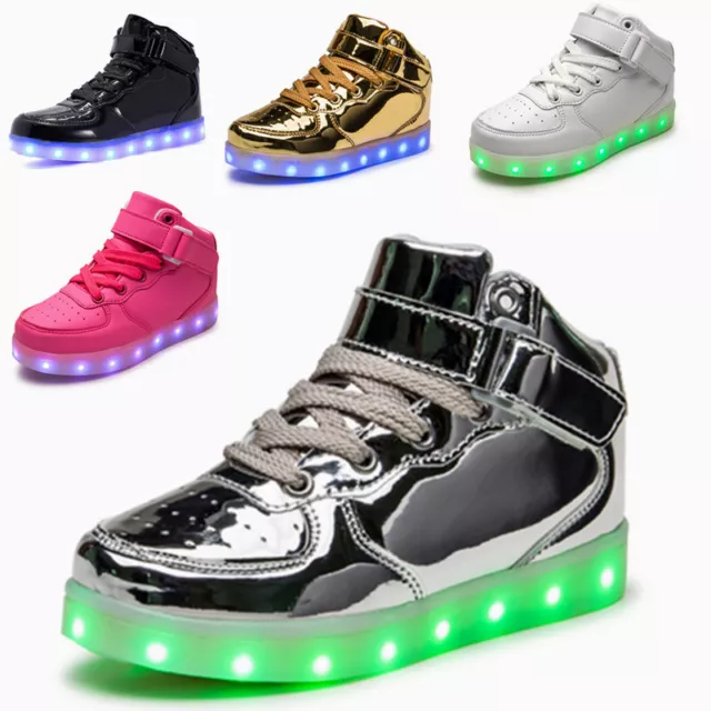 Kids Adult USB Charge Sneakers Light Up Shoes Luminous Dance Flashing Trainers