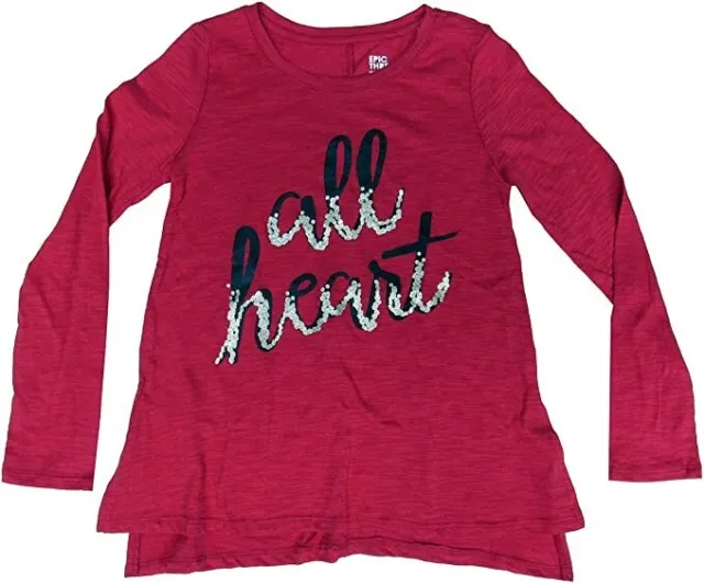 Epic Threads Big Girls Graphic Print T-Shirt Long sleeve RED XL 61-64" 110Lbs