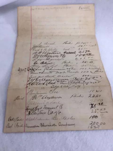 Antique 1880's Partners Contribution Agreement Document 21251 Paperwork