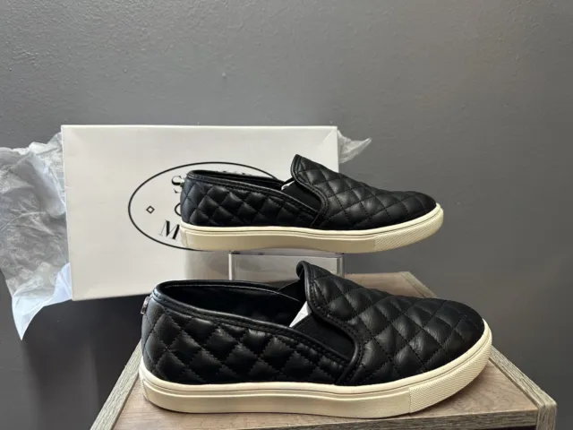 Steve Madden Ecentrcq Shoes Women’s Size 7.5 Black Leather Sneakers Slip On