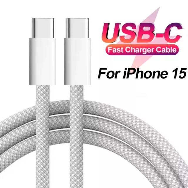 PD 60W Braided USB C to Type C Fast Charger Cable Cord For iPhone Samsung Oppo 3