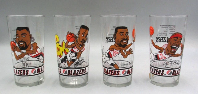 Lot Of 4 Dairy Queen '93-'94 Portland Trailblazers Nba Basketball Glasses Ny430