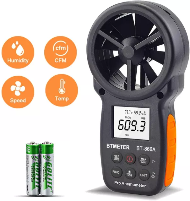 Digital Anemometer Windgeschwindigkeitsmesser 0~40M/S Handheld Windmesser USB-PC