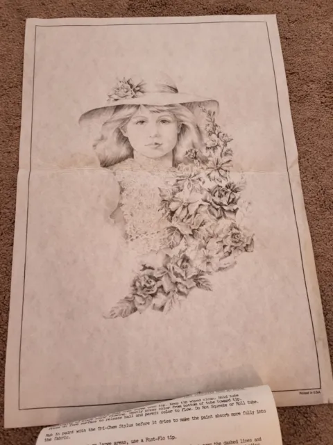 Carta TRI CHEM Victoriana Miss 7755 Cuadro para Pintar 19"" x 13"" Flores para Niñas de Colección