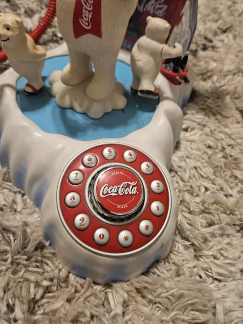 Vintage Coca Cola Polar Bear Phone Novelty Landline Dialup Telephone Animated 2