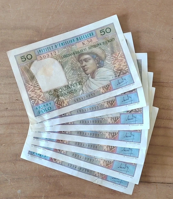 Billets Madagascar Neufs Série x 7 MADAGASCAR Institut d'Emission Malgache P.61