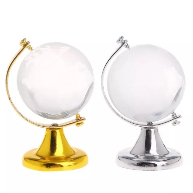 Mini Round Earth Globe World Map Crystal Glass Clear Stand Desk Decoration Gifts