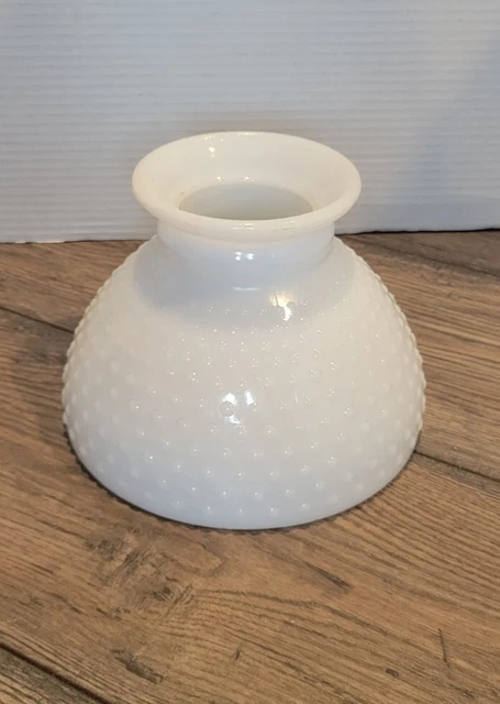 Vtg Hobnail Lampshade Lamp Shade White Milk Glass Hurricane Oil Kerosene