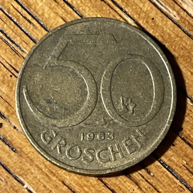 1963 Austrian Fifty (50) Groschen Coin . CM 221025-9