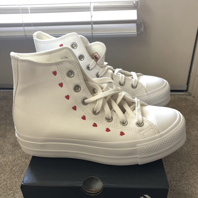 Wmns Converse Chuck Taylor All Star Lift Platform Hearts Red Women's US Size 7
