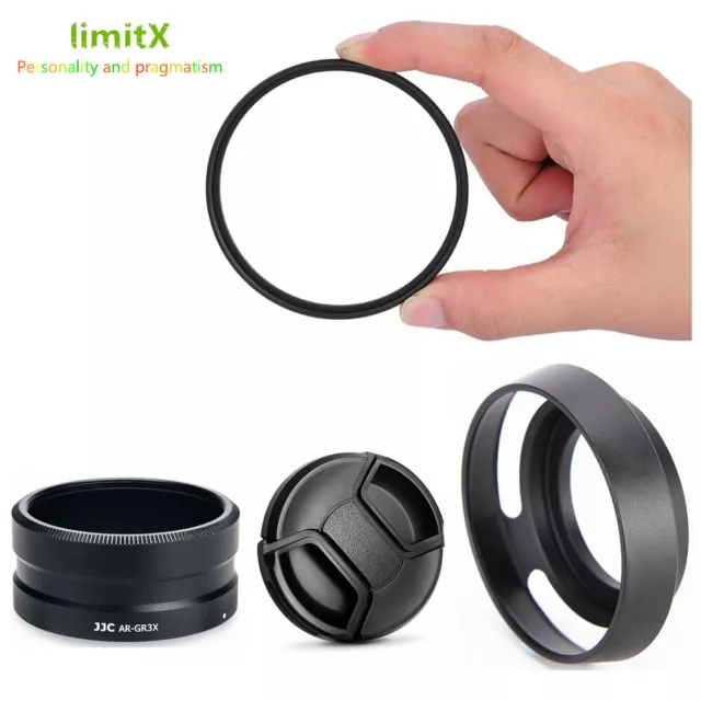 49mm UV Filter Lens Hood Cap Adapter Tube for Ricoh GR III IIIx GRIII GRIIIx