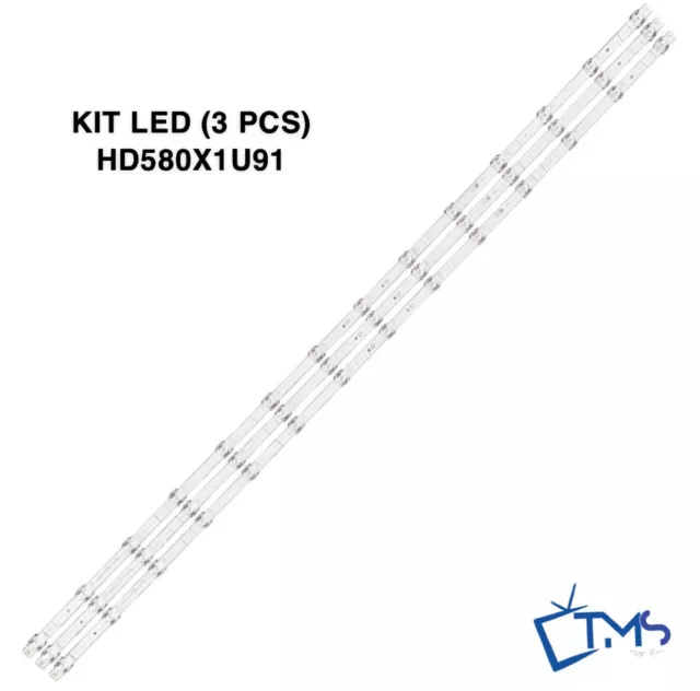 KIT LED (3 PCS) - HD580X1U91 LB58007 - Pour TV HISENSE 58A7100F 58A7120 58AE7000