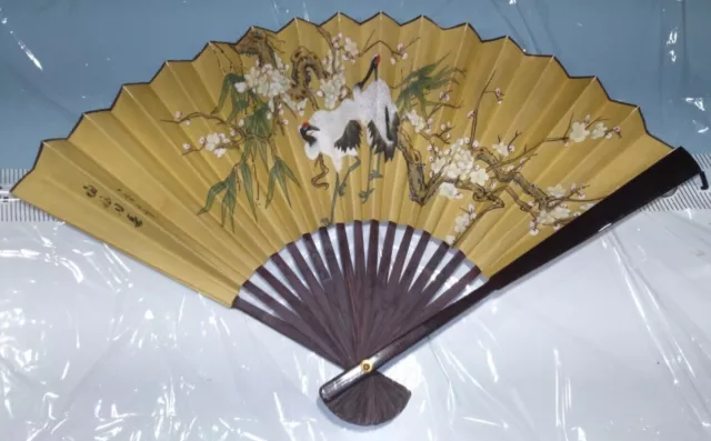 Shandong decorations Fan oriental wooden vintage handmade & hand painted MK prop