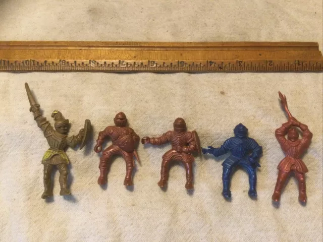 Lot Of 5 Vintage Marx/Lido Plastic Medieval Castle Knights Playset Men Figures