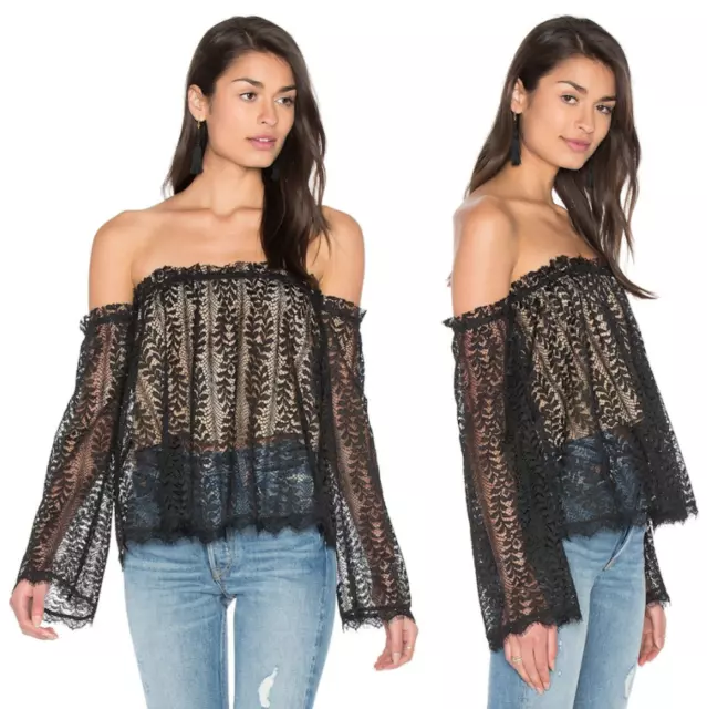 Heartloom Maryam Black Lace Top Size XS S M or L