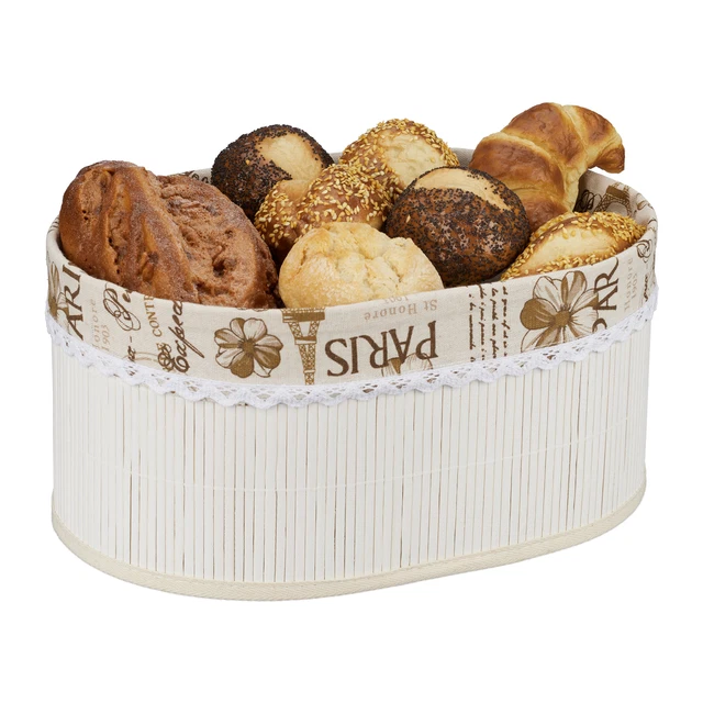 Corbeille pain bambou Panier pain Tissu Corbeille pain Panetière blanc