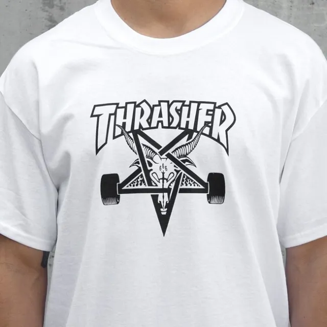 Thrasher Tee Skate Goat White Skateboard Magazine T-Shirt