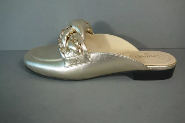 Chanel Pink Orylag Gold CC Fur Lambskin Mules Sandals Sz35 $1175 