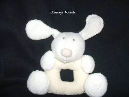 Peluche Doudou Lapin Beige Ecru MAMAS & PAPAS Chien Hochet Grelot