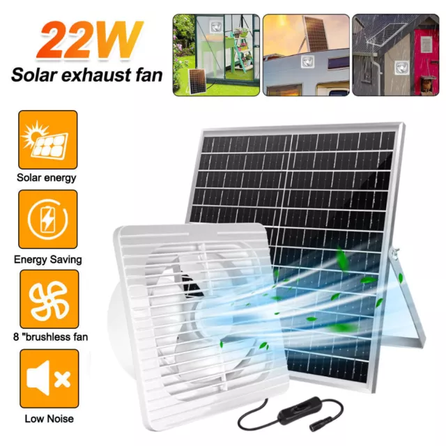 22W Haushalt Solar Panel Betriebener Lüfter Ventilator Gewächshaus RV Auto Fan