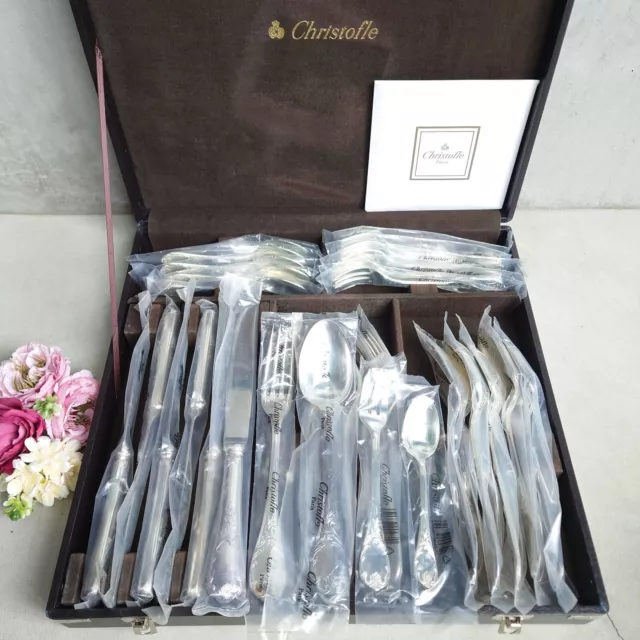 Christofle Marly  30pcs Silverplate Flatware Knife Fork Spoon Brand New With Box