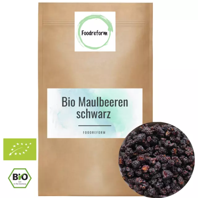 (22,50 EUR/kg) 1kg Bio Schwarze Maulbeeren getrocknet ohne Zusätze ungeschwefelt