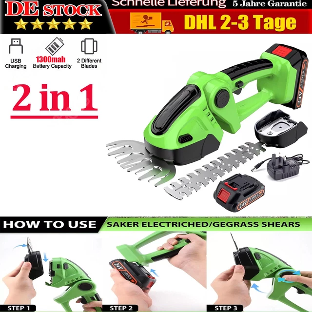 2-in-1 Akku-Heckenschere Mit Grasschere – Kompatibel Mit Makita 18V, 12 Cm Grasschere & 32 Cm Strauchschere