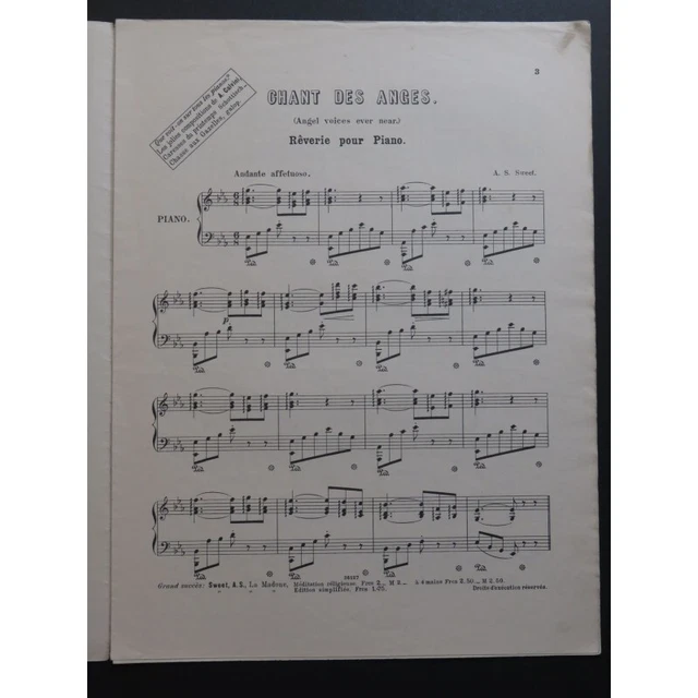 SWEET A. S. Chant des Anges Piano ca1885 3