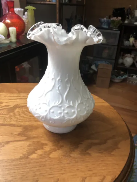 Fenton  Spanish Lace Silver Crest 8" Vase