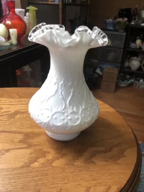 Fenton  Spanish Lace Silver Crest 8" Vase