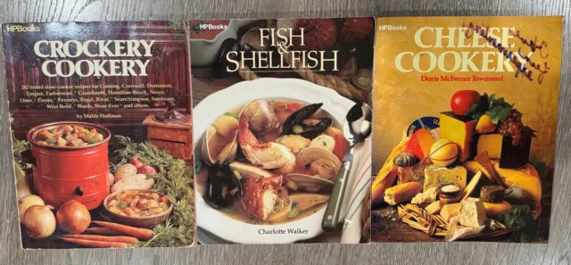Lot of 3 ~ Vintage HP Books COOKBOOK ( Fish Shellfish,Crockery Cookery,Cheese)