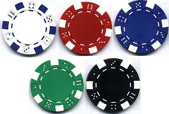 DICE POKER CHIPS 11.5g White Red Blue Green Black PACK 50 CASINO SIZE CHIP