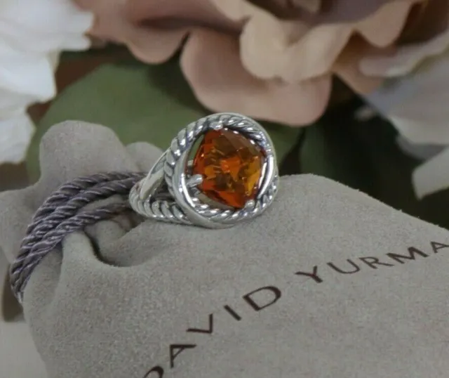 David Yurman Sterling Silver 11mm Infinity Ring Citrine size 7.5