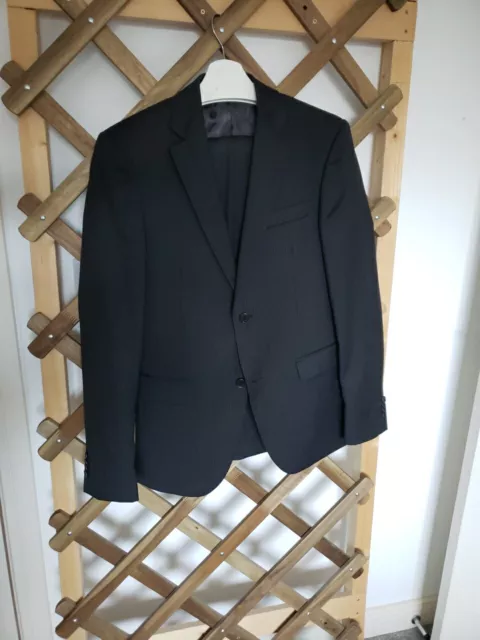 Calvin Klein Men's Suit 36r Slim 100% Virgin Wool Charcoal Dark Grey