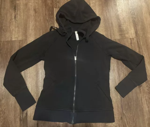 Athleta Triumph Hoodie Womens Medium Black Full Zip Up Sweater Jacket Sweatshirt