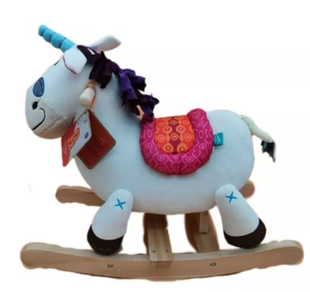 B. toys Schaukel Pferd Einhorn weiches Plüsch Rocking Unicorn ab 18M echtes Holz