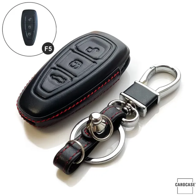 Leder Schlüsselhülle Cover passend für Ford Focus Mondeo SMax CMax Schlüssel
