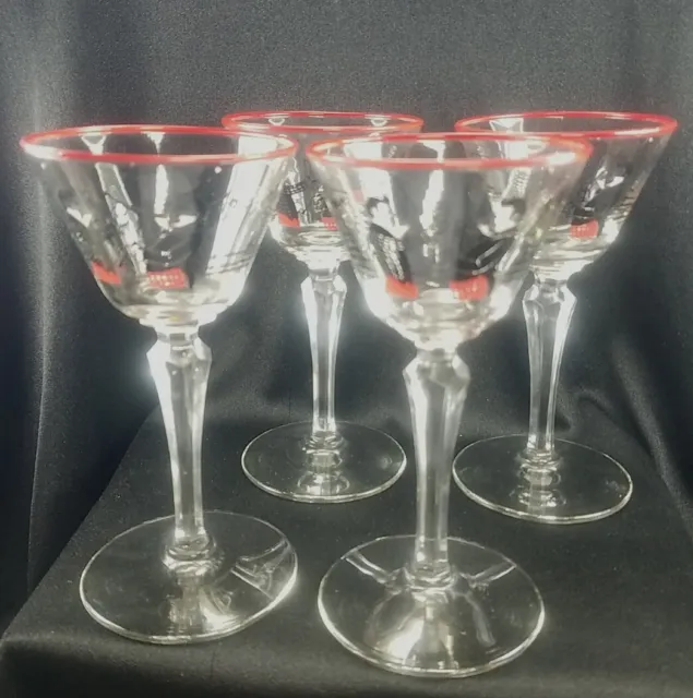 4 Vintage MCM Libbey Pickwick Cordial Cocktail Bar Glasses 1960s EVC